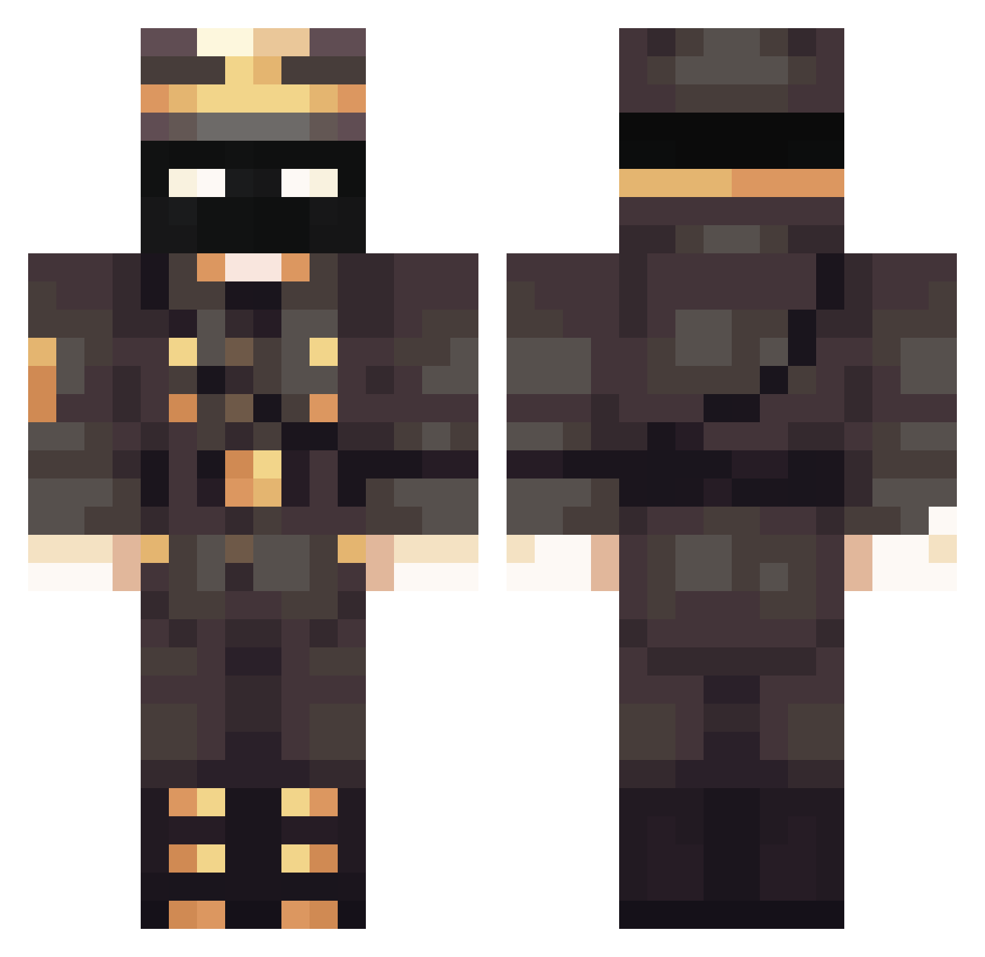 Rainyshow Minecraft skin, front and back view