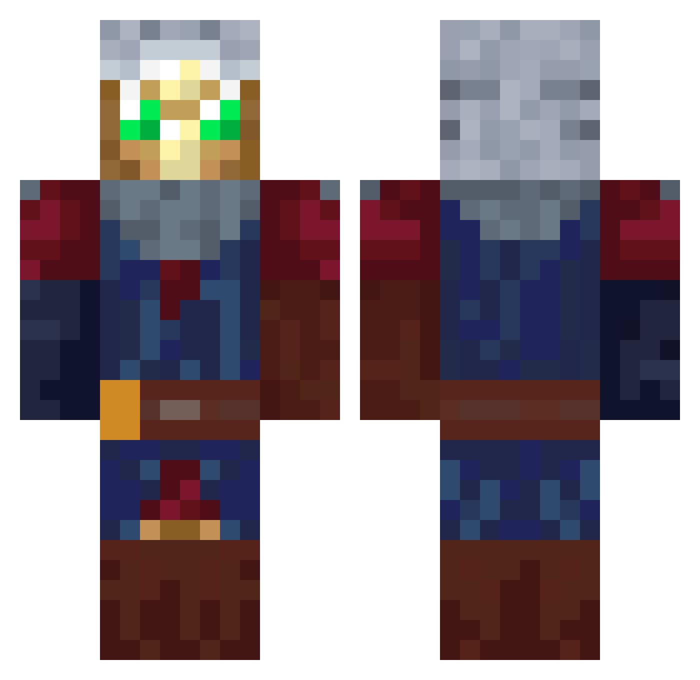 backpaacks Minecraft skin, front and back view