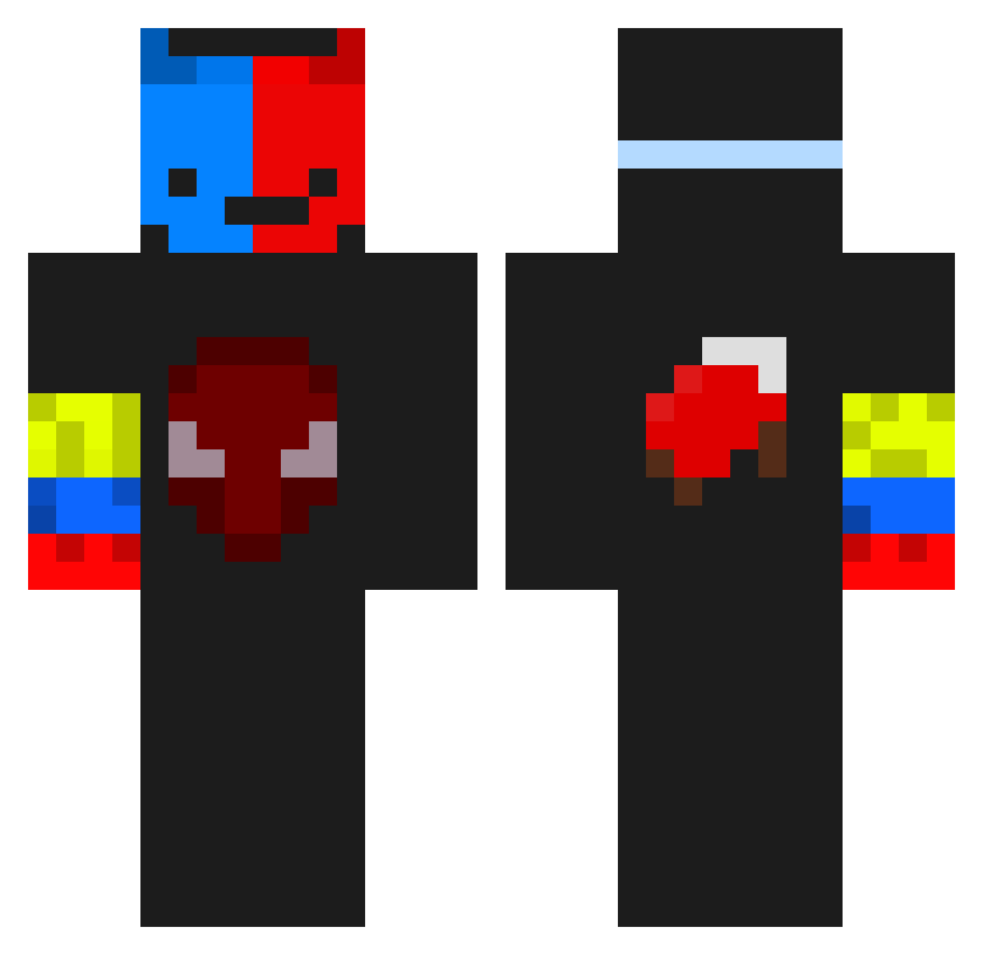 ZaicoBV Minecraft skin, front and back view
