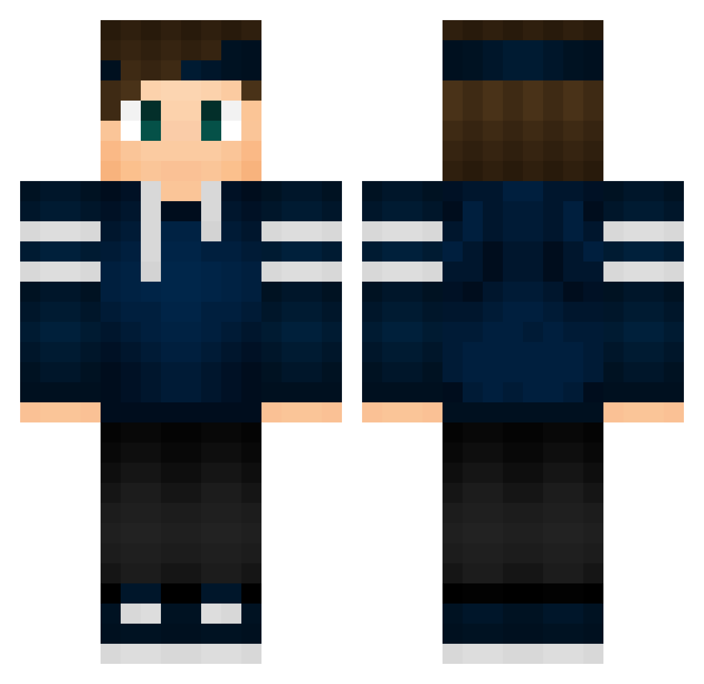StrafeAura Minecraft skin, front and back view