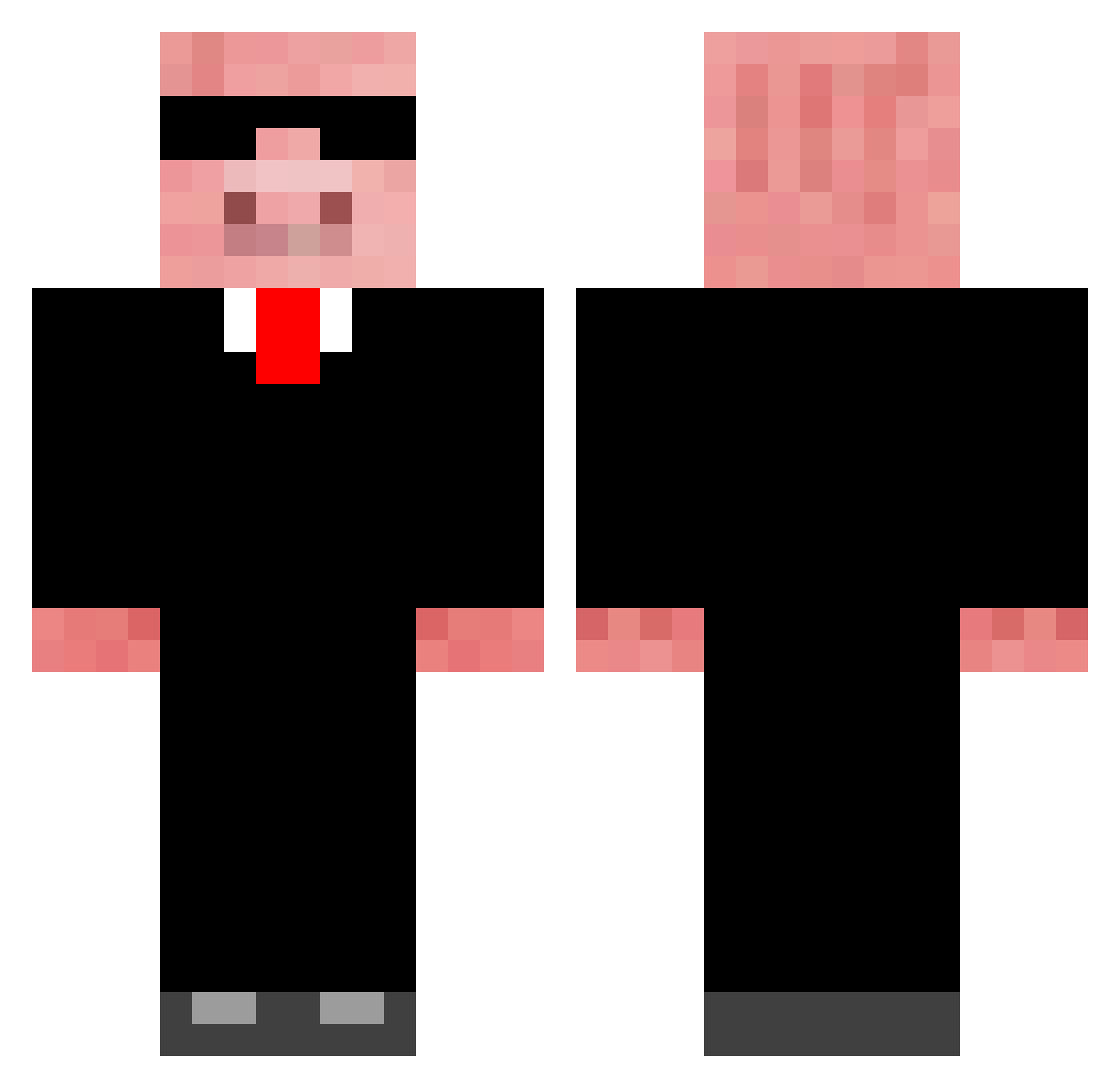 SeikoTV Minecraft skin, front and back view