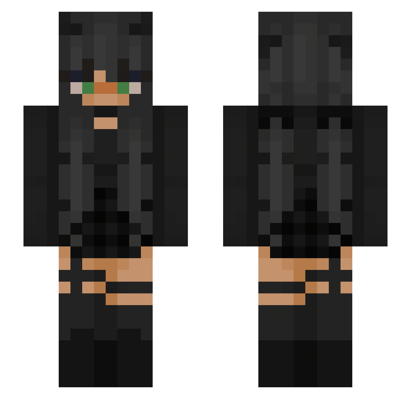 Zerka_z Minecraft skin, front and back view