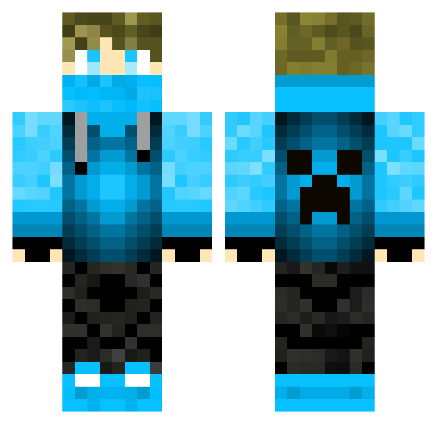 Reflexives Minecraft skin, front and back view