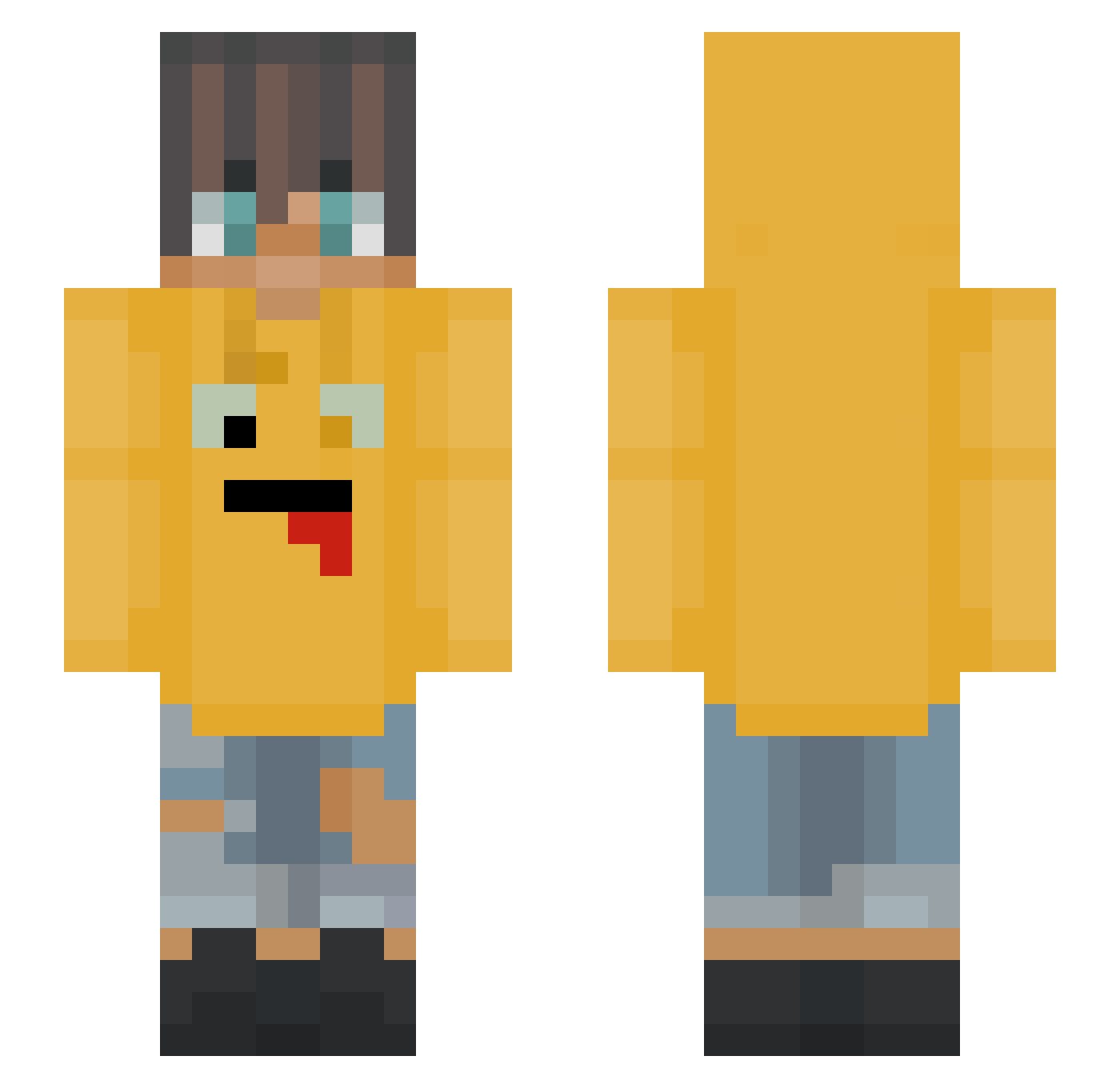 Q0ly Minecraft skin, front and back view