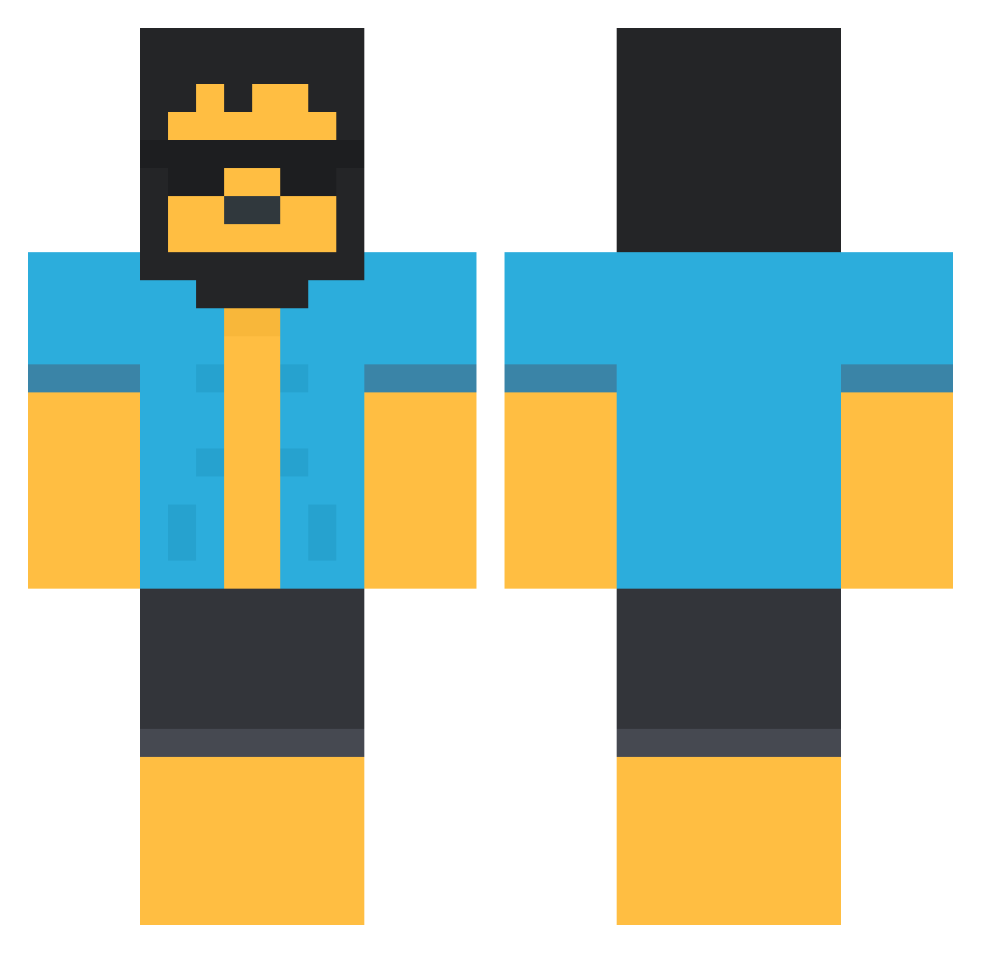 Skitoy Minecraft skin, front and back view