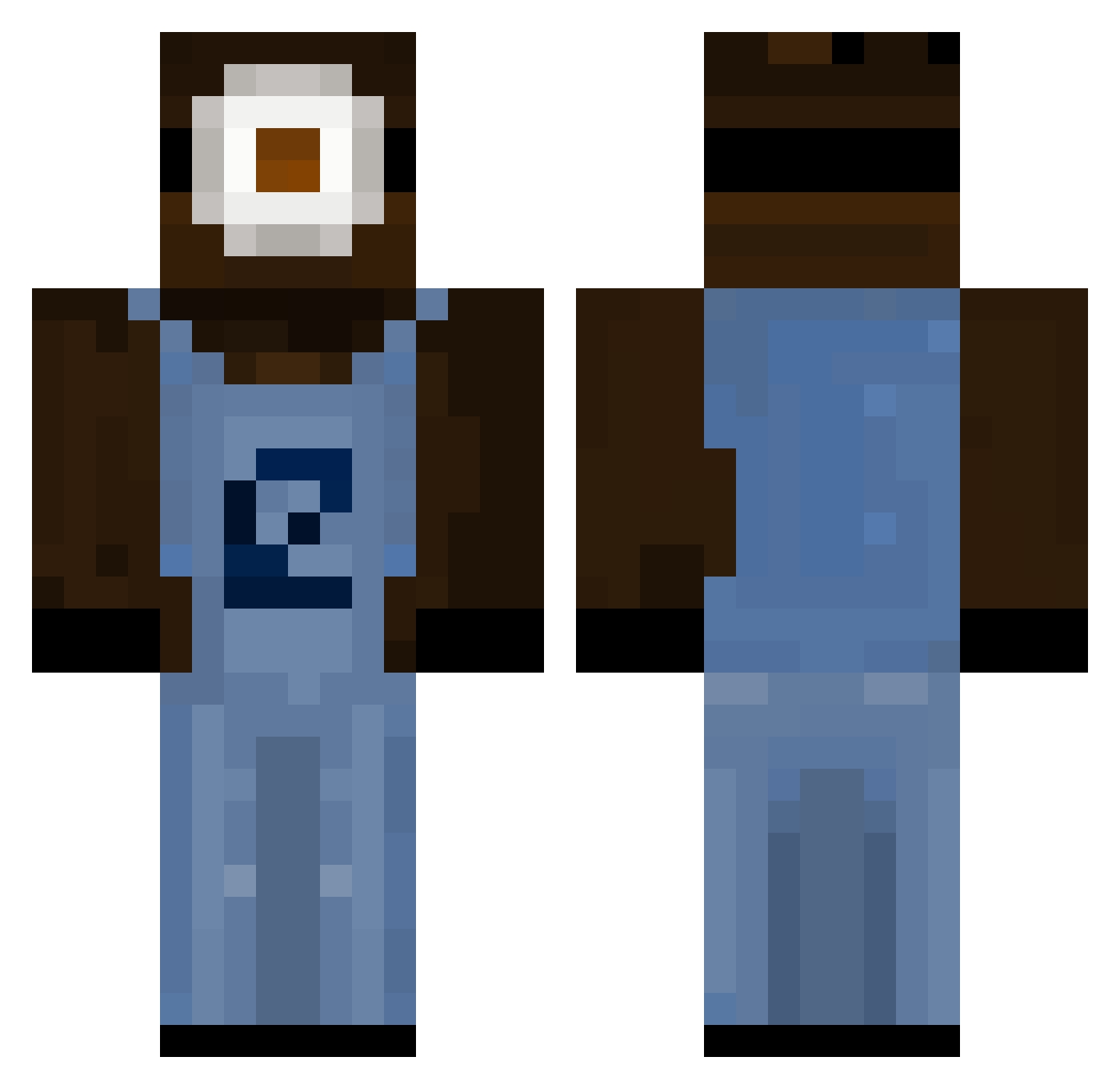 Qakl Minecraft skin, front and back view