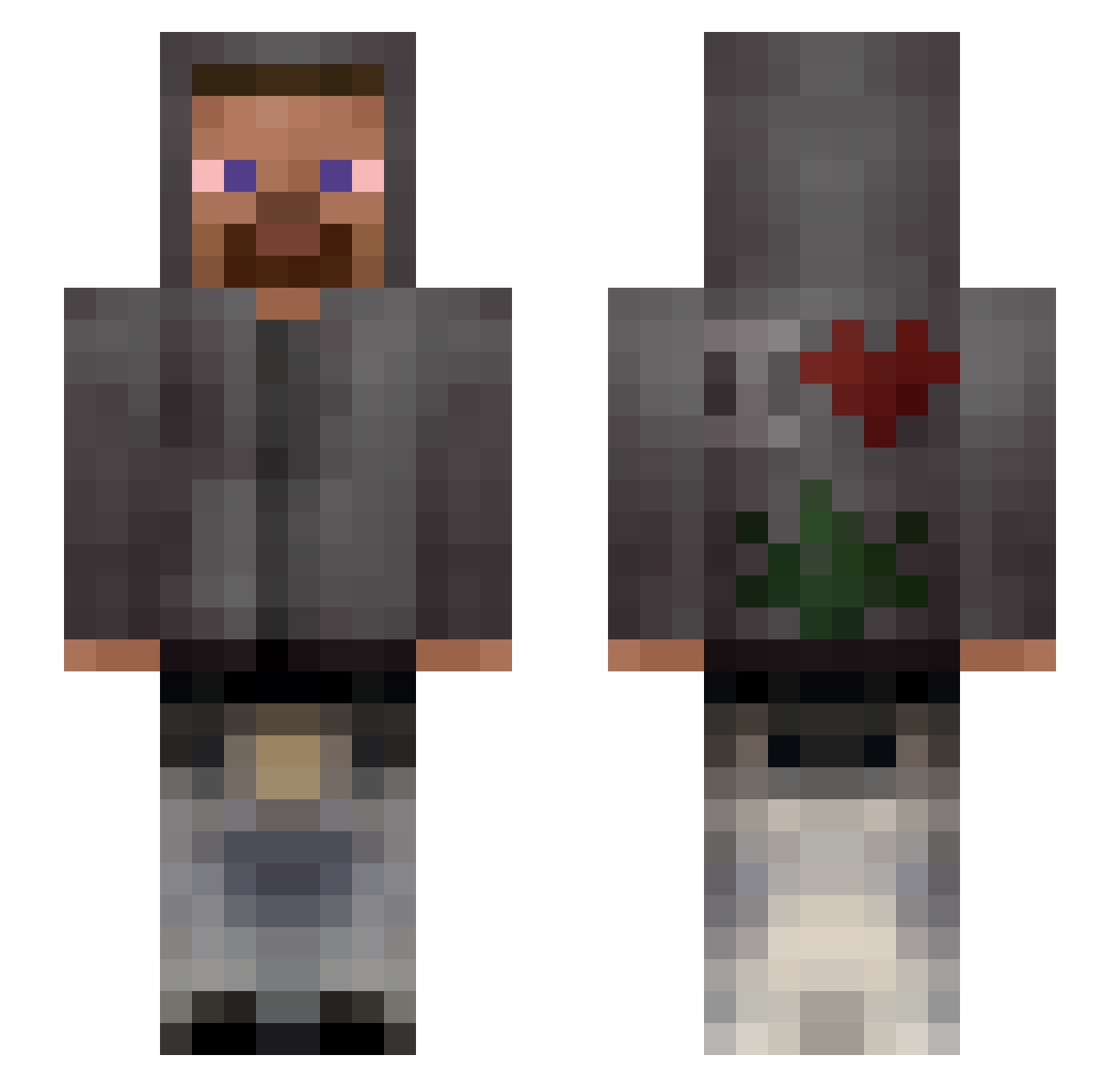 NutRetention Minecraft skin, front and back view