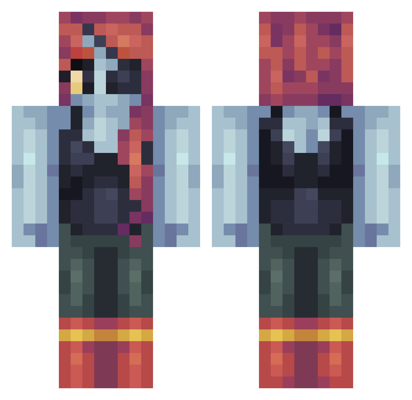 irnixia Minecraft skin, front and back view