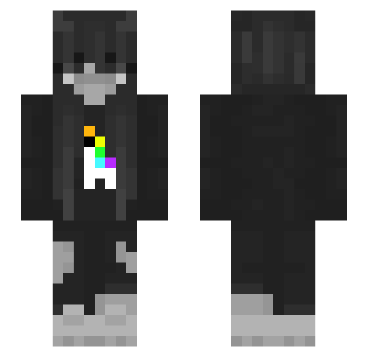 oBush Minecraft skin, front and back view