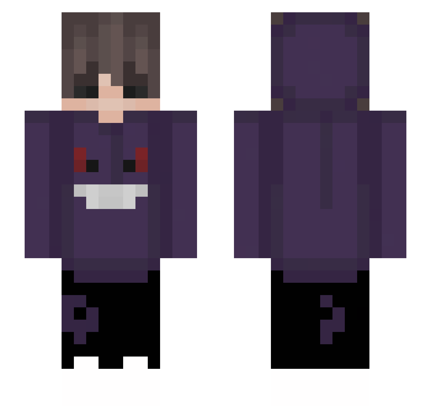 RKGreyart Minecraft skin, front and back view