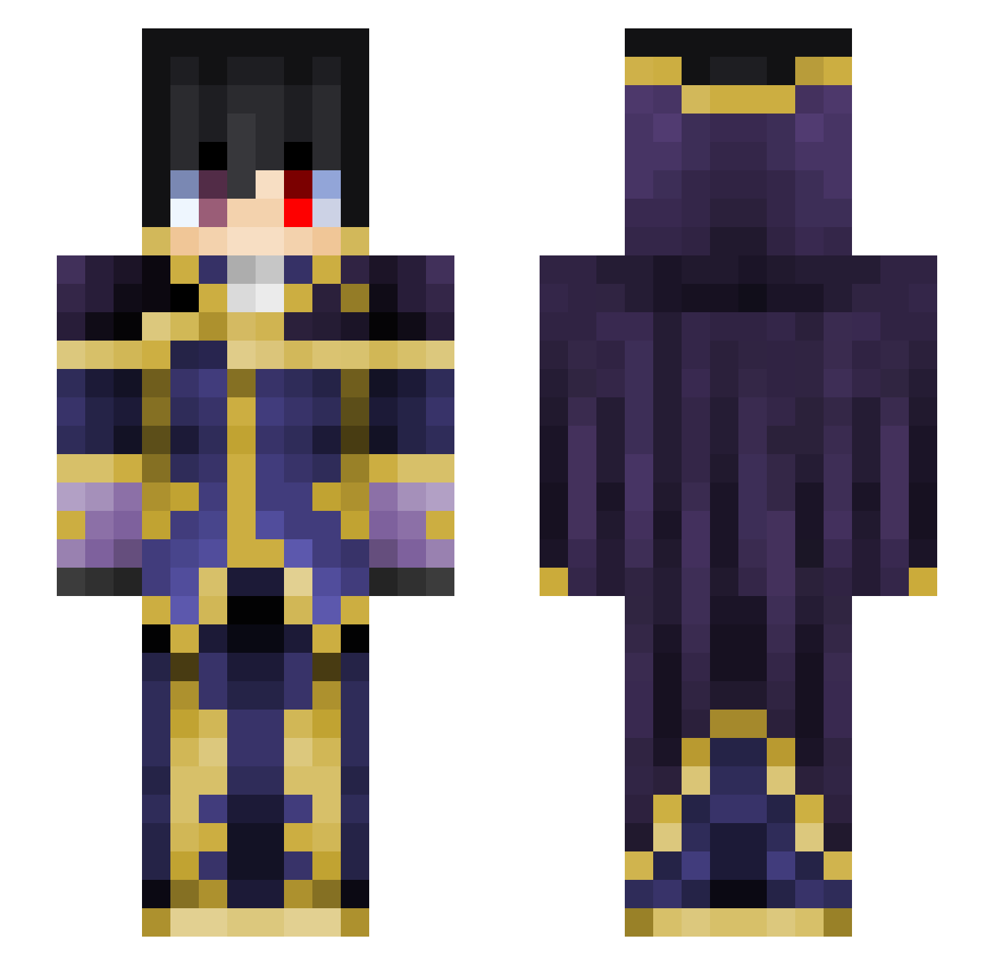 Accidentality Minecraft skin, front and back view