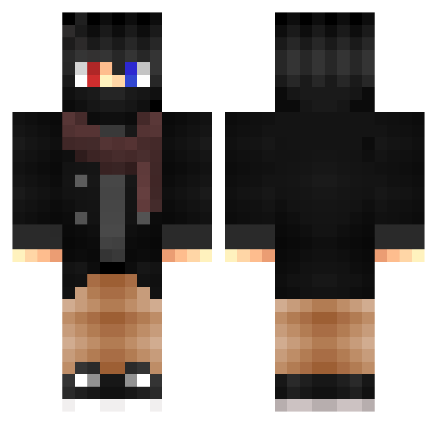 Thoomy Minecraft skin, front and back view