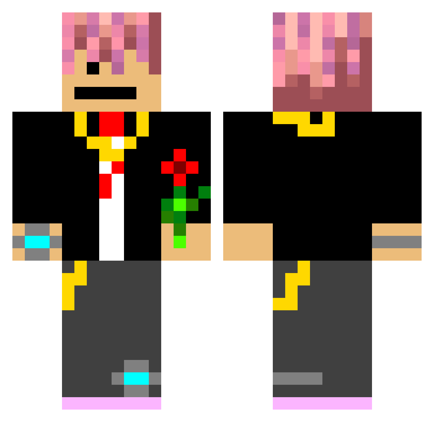 R5B Minecraft skin, front and back view