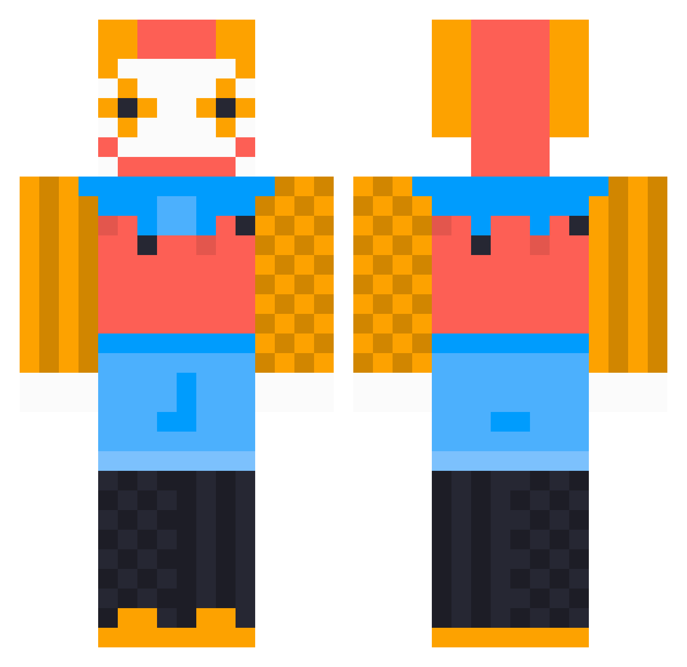 cyahn Minecraft skin, front and back view