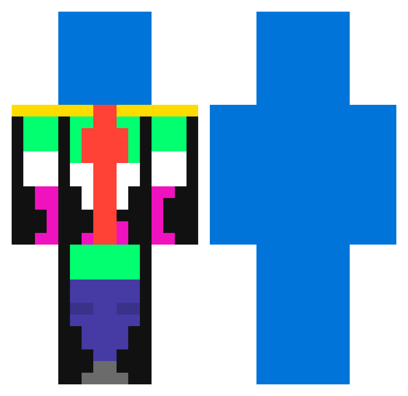 SicksMinion Minecraft skin, front and back view