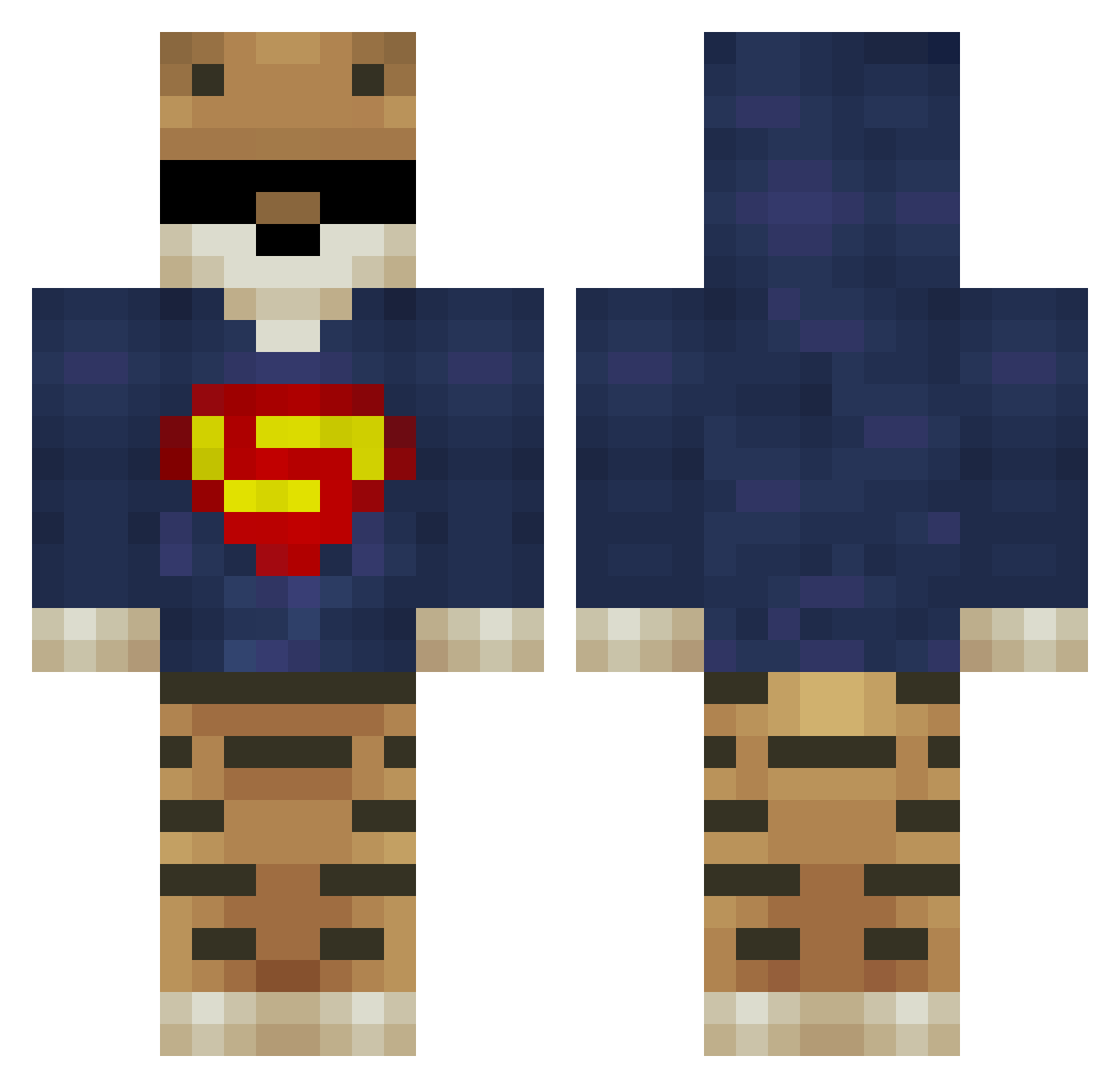 EnryBFC Minecraft skin, front and back view