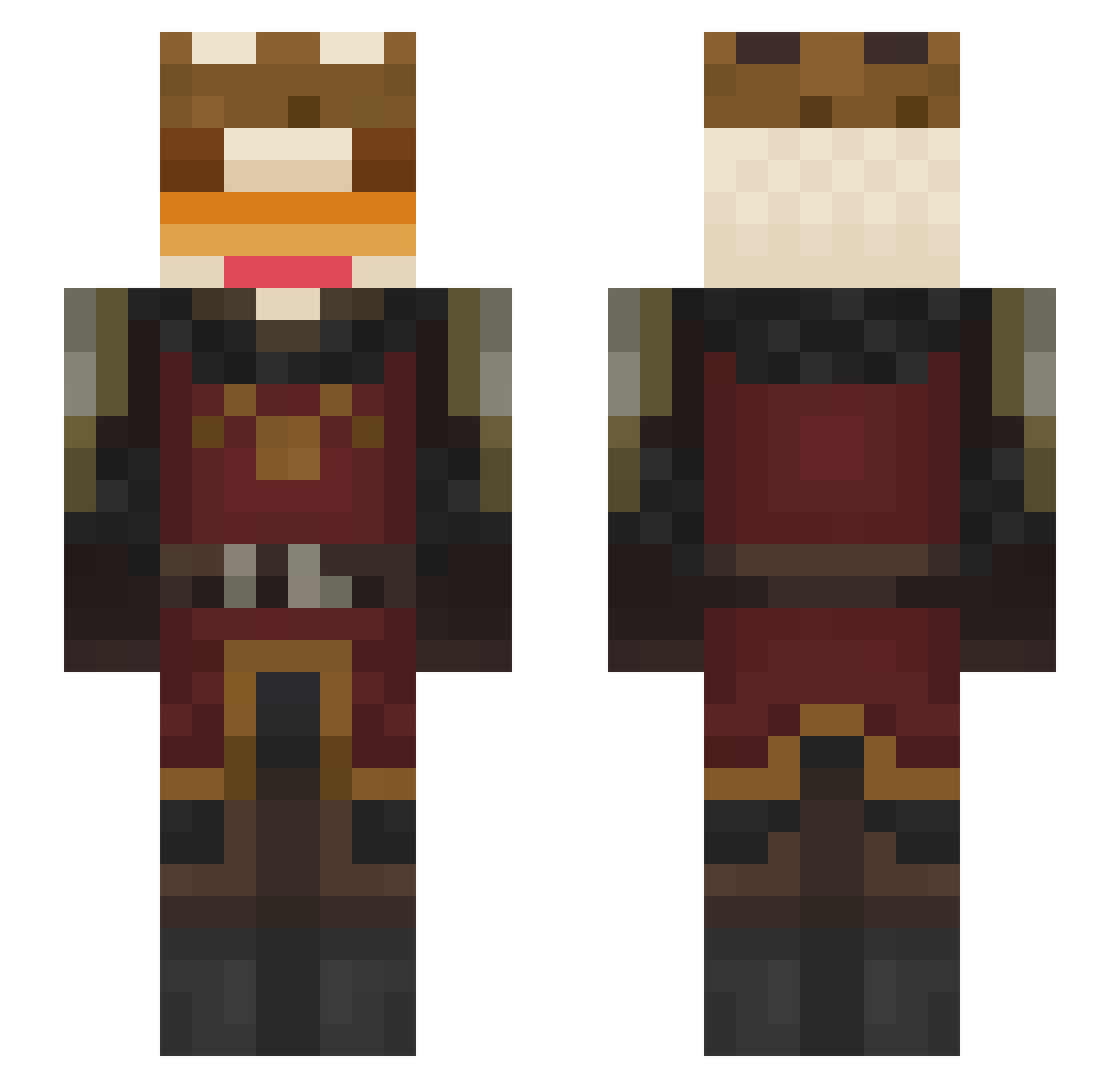 SimplyTheLag Minecraft skin, front and back view