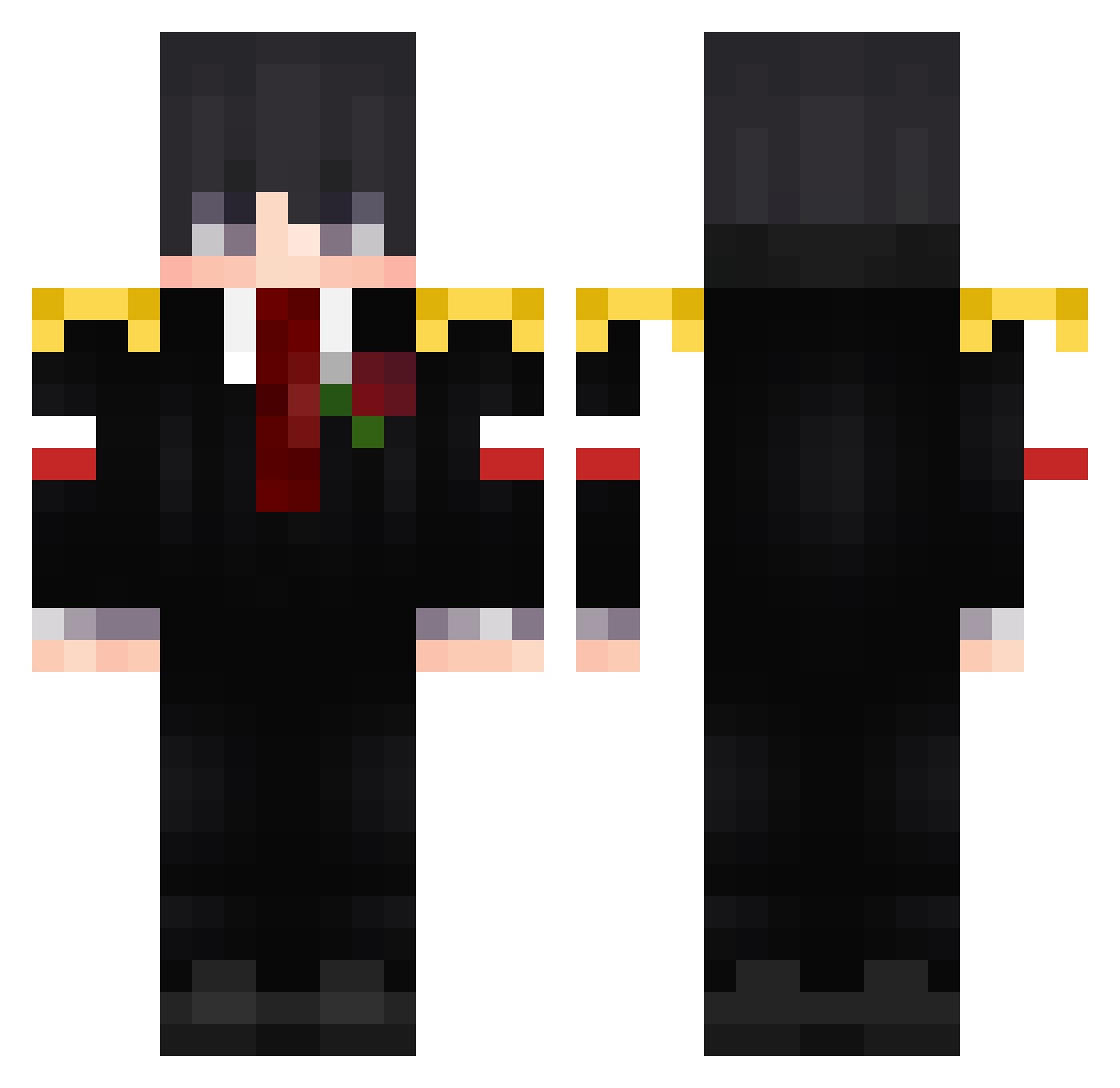 Riko102X Minecraft skin, front and back view