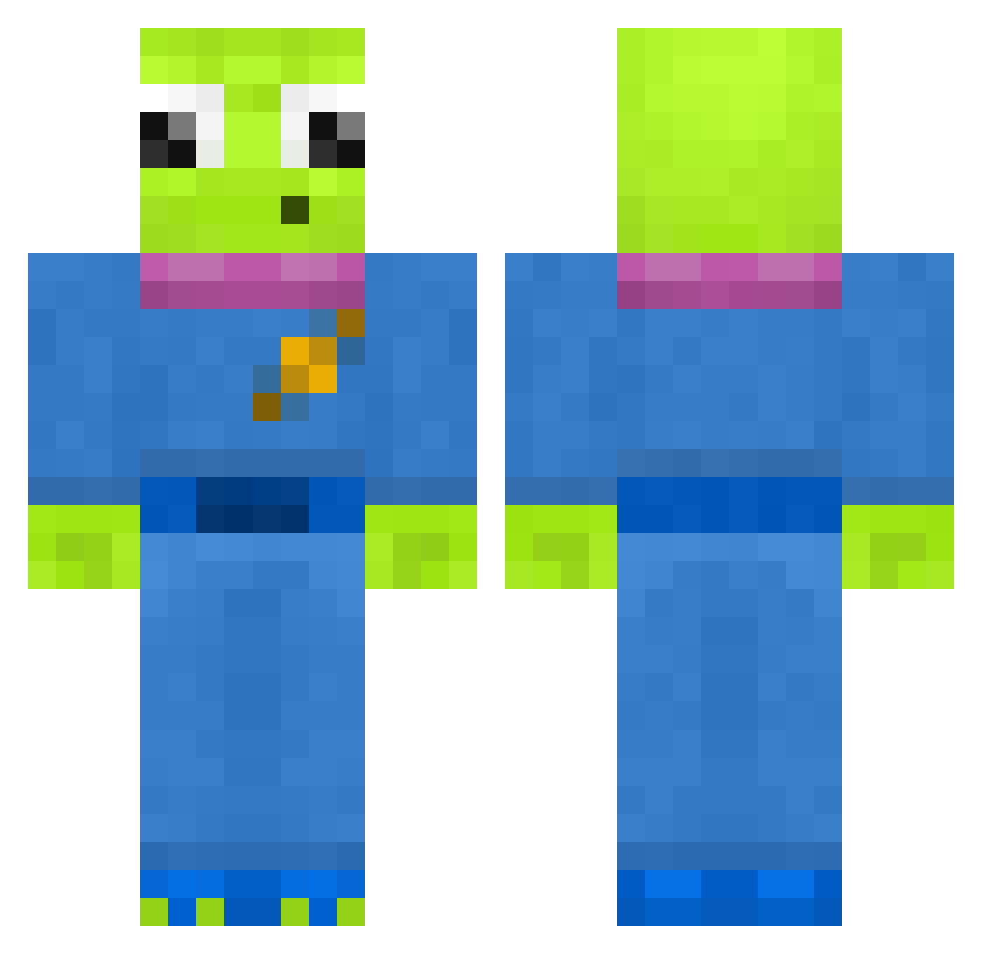 nibzu Minecraft skin, front and back view