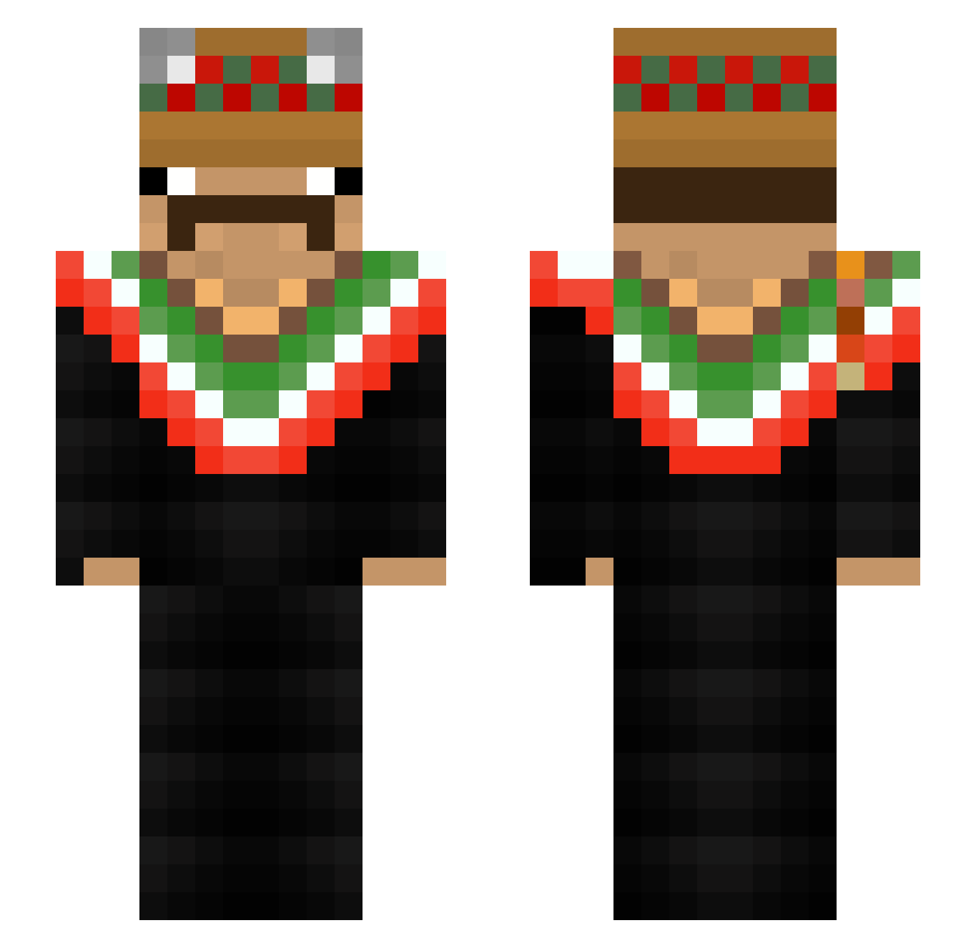 JaredClein Minecraft skin, front and back view
