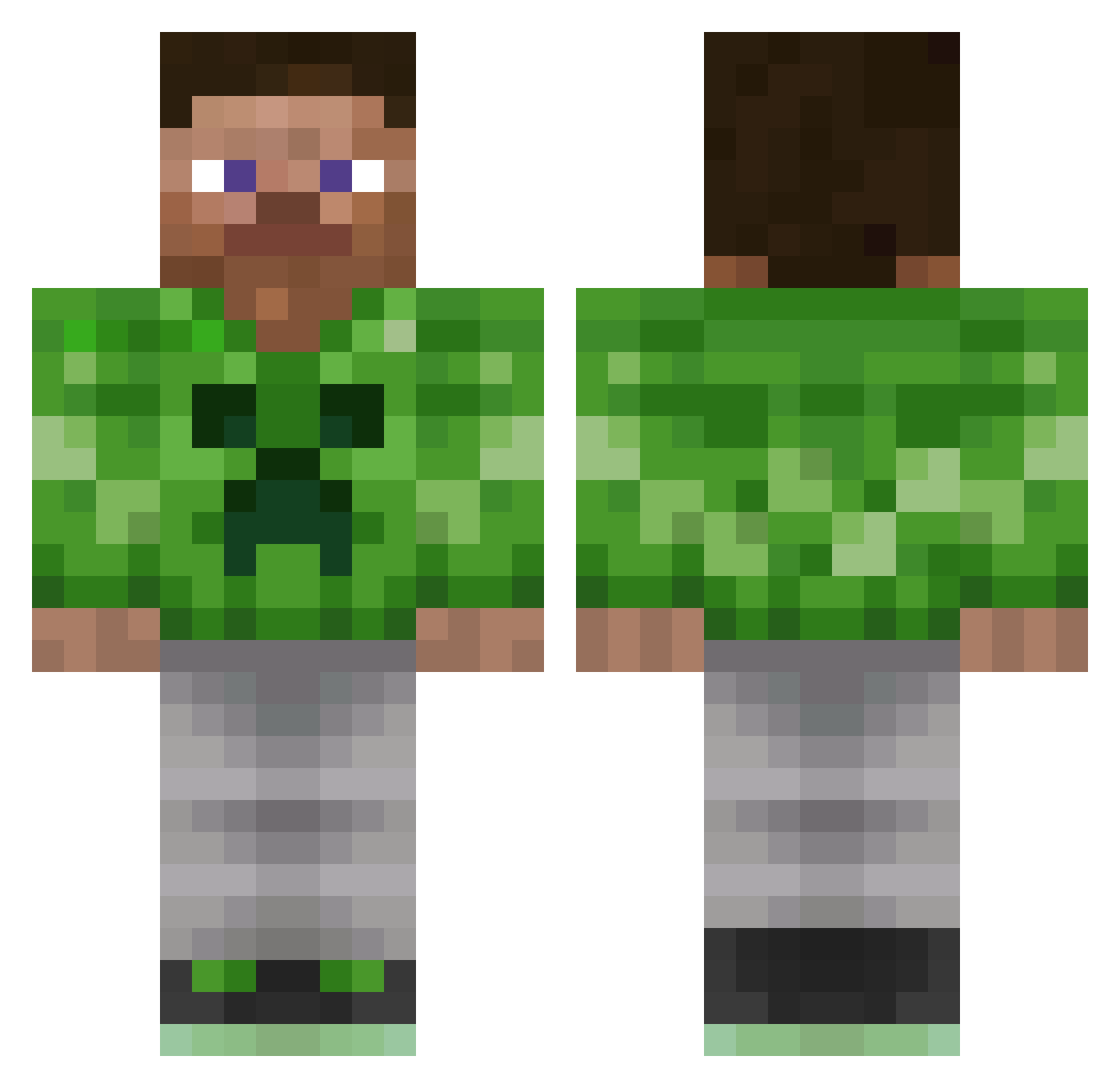 Wohter Minecraft skin, front and back view