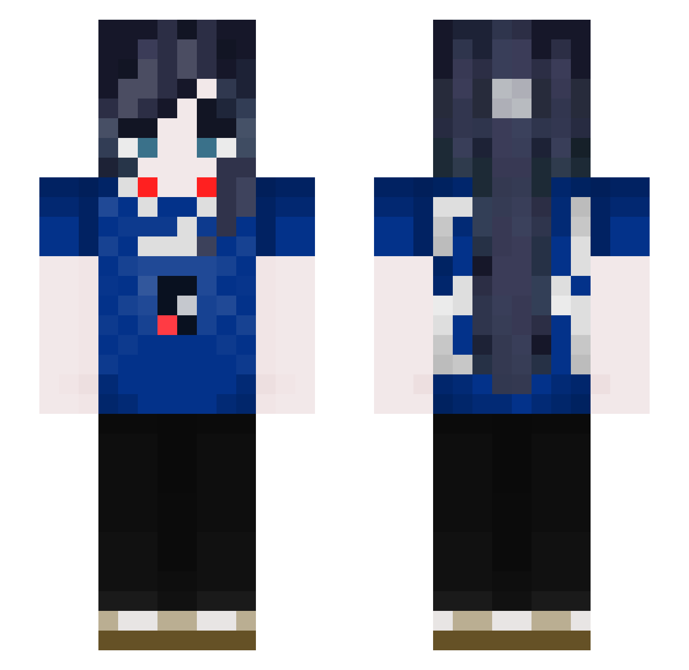 IM1ssH33r Minecraft skin, front and back view