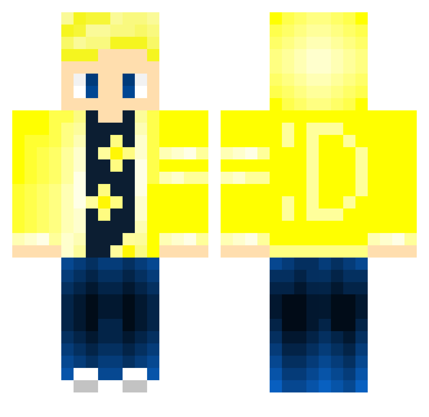 PikaGamer Minecraft skin, front and back view