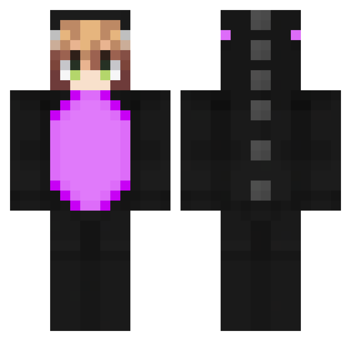 Wizlife Minecraft skin, front and back view