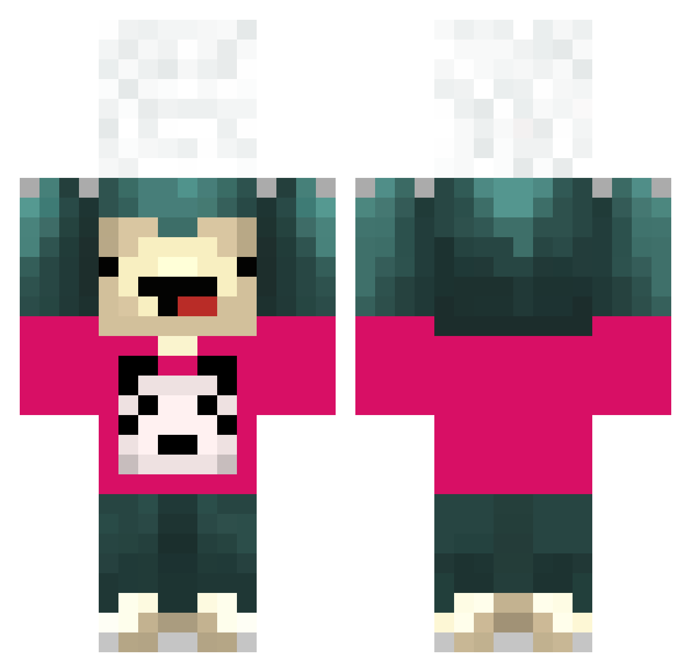 Snorsnow Minecraft skin, front and back view