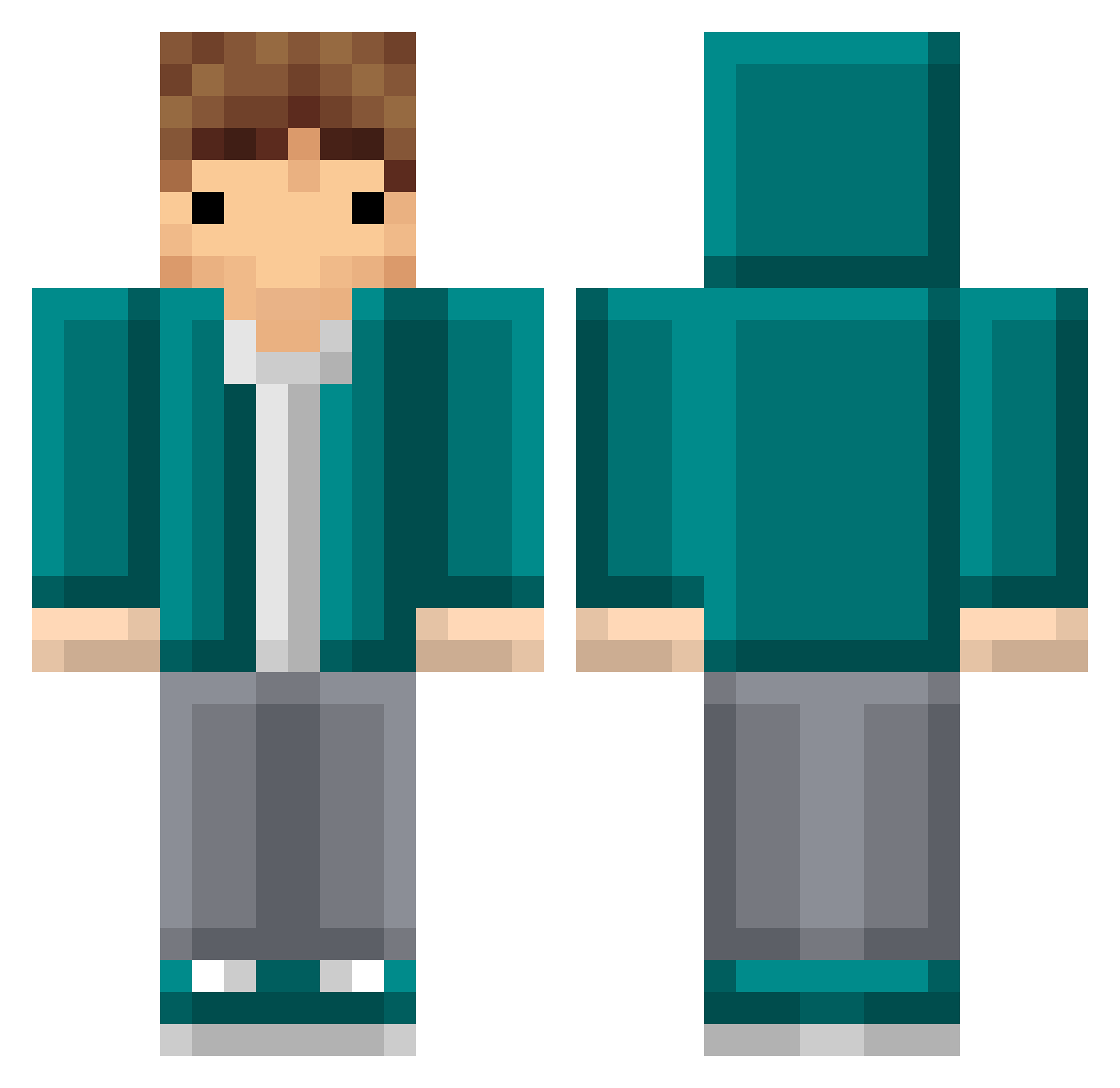 Winked Minecraft skin, front and back view