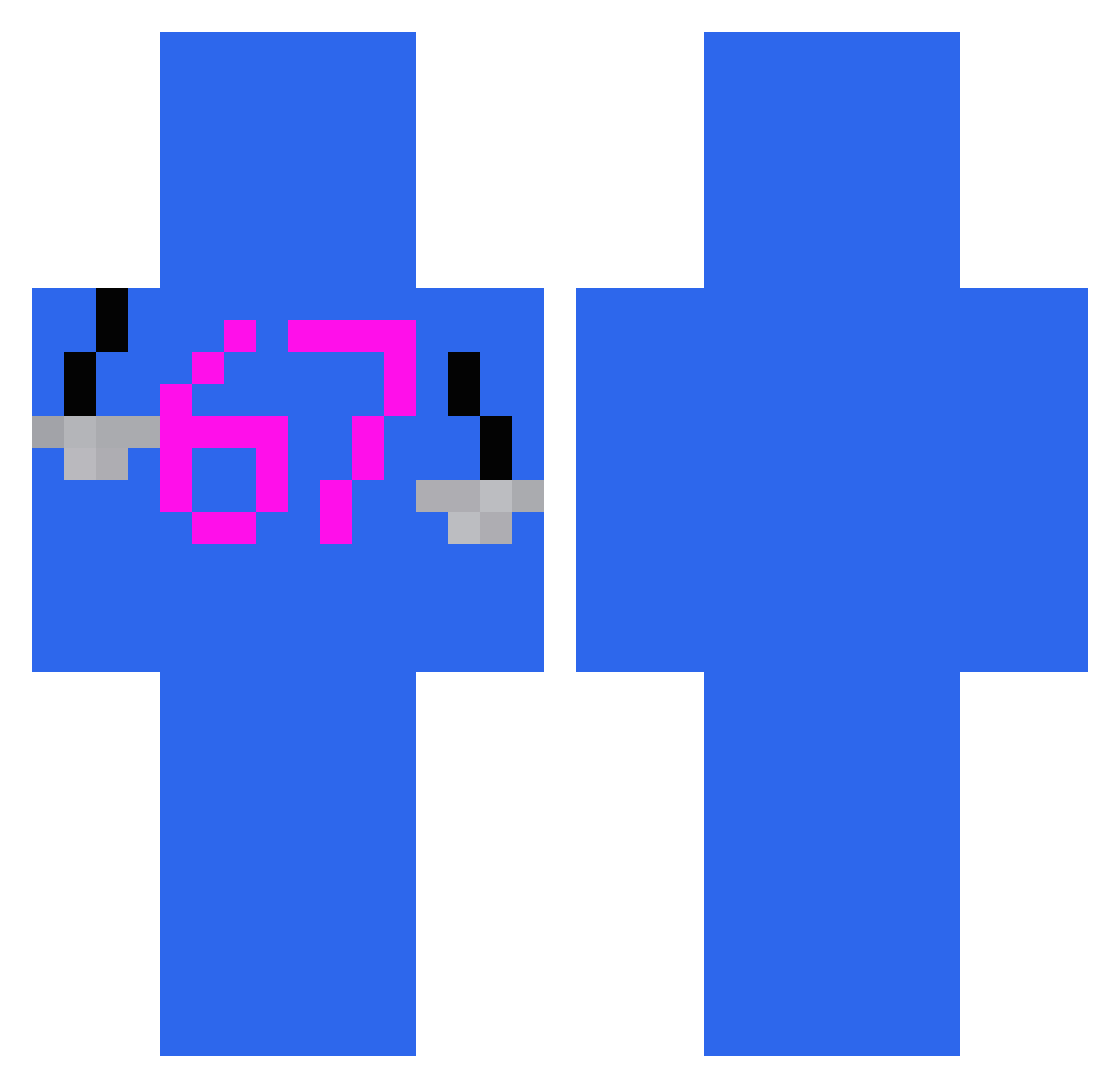Skxmp Minecraft skin, front and back view