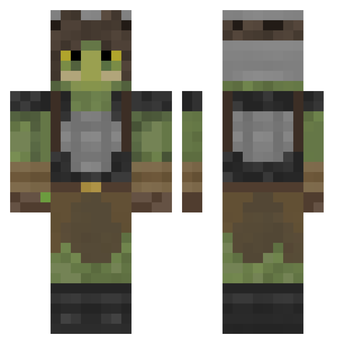 StinkyGoblinZest Minecraft skin, front and back view
