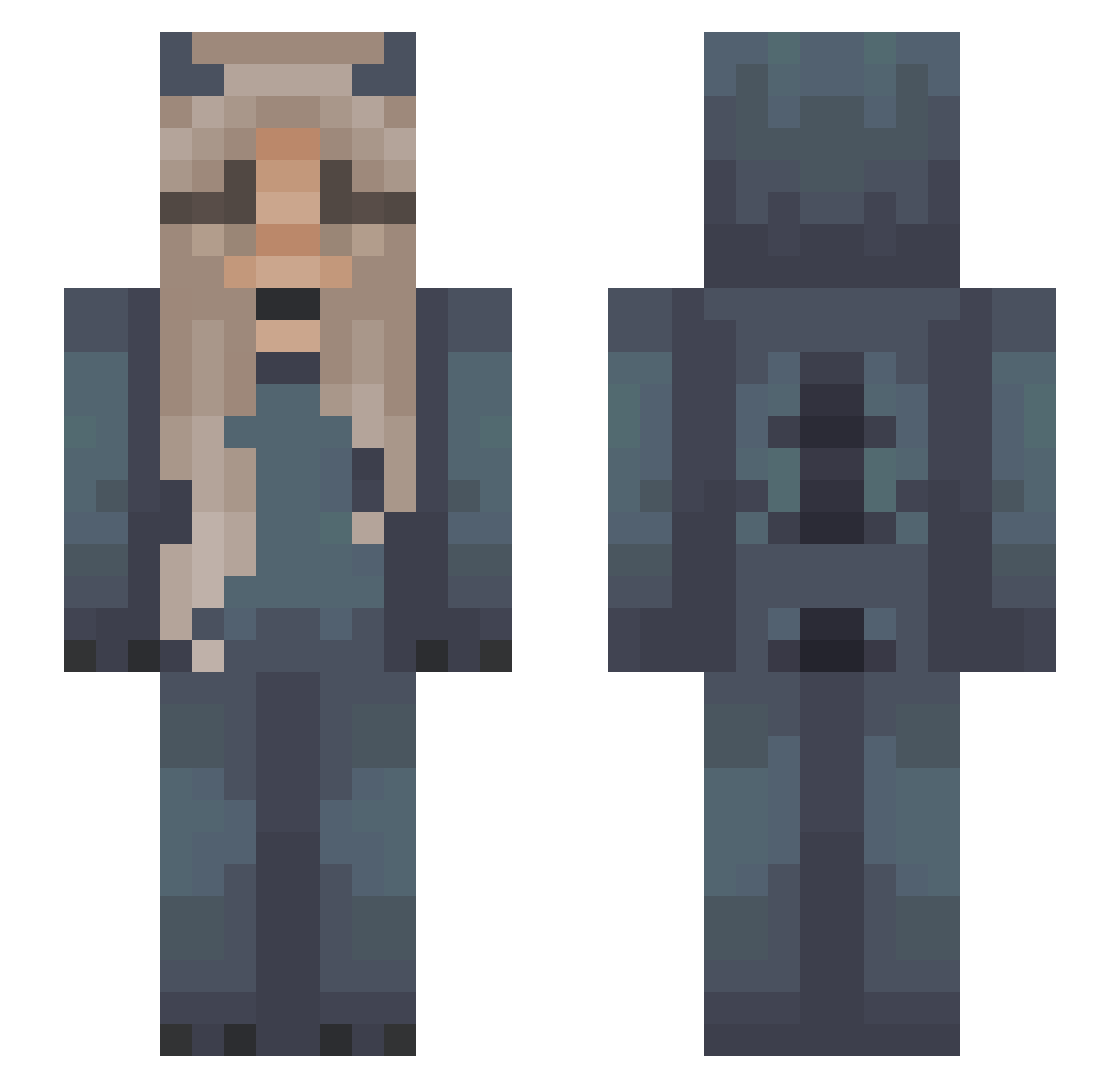 gabincard Minecraft skin, front and back view