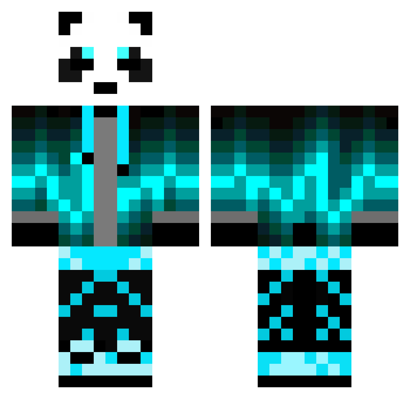 Tkmonzy Minecraft skin, front and back view