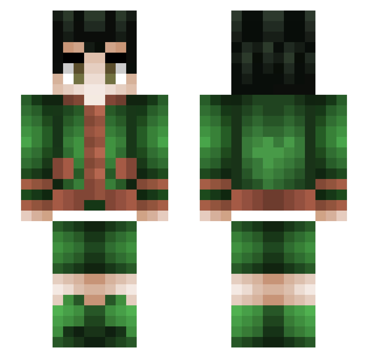 Retiksell Minecraft skin, front and back view