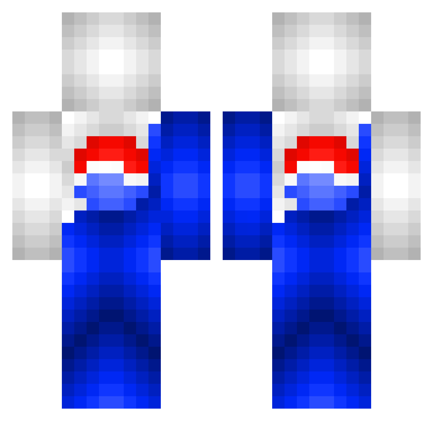 Partykin Minecraft skin, front and back view
