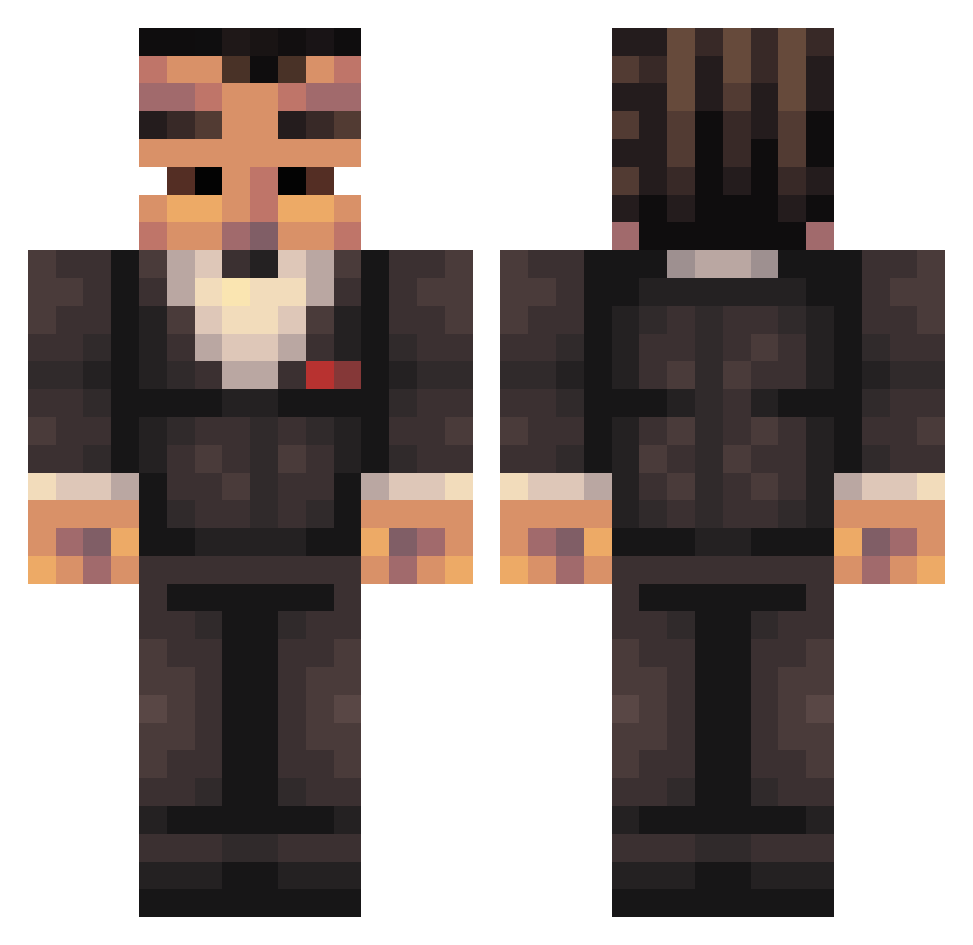 maroons Minecraft skin, front and back view