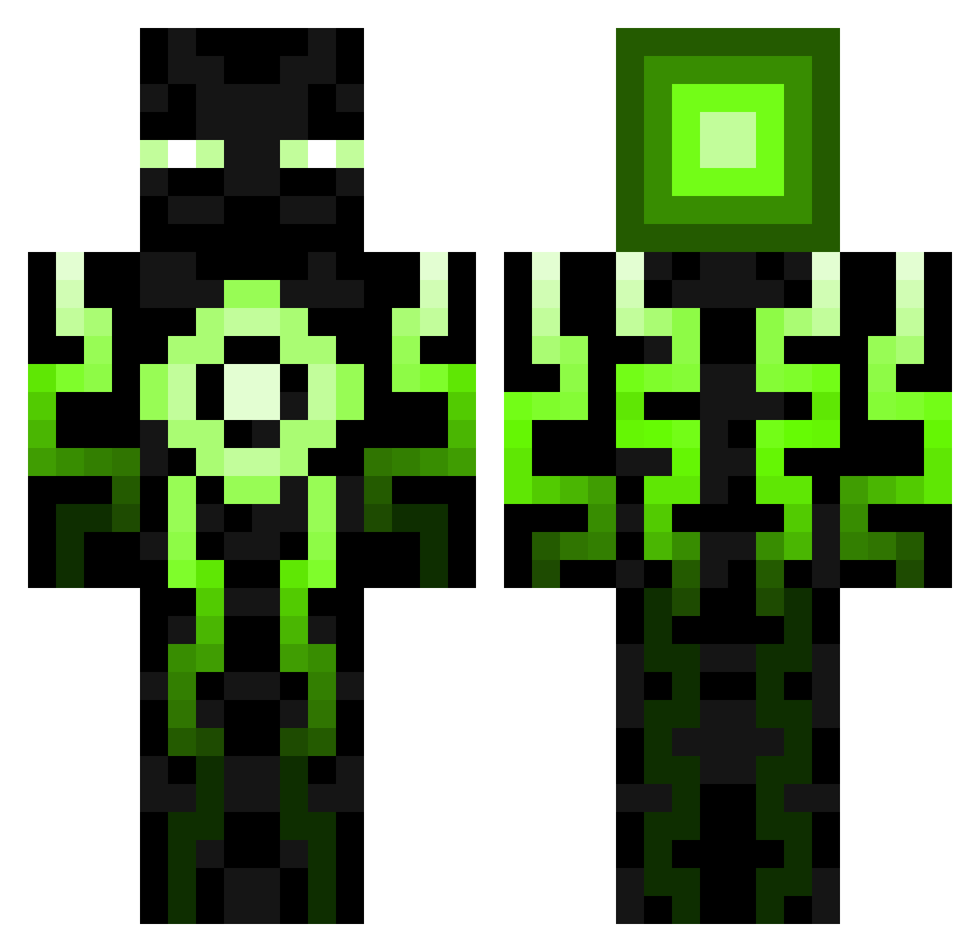 Pstick Minecraft skin, front and back view
