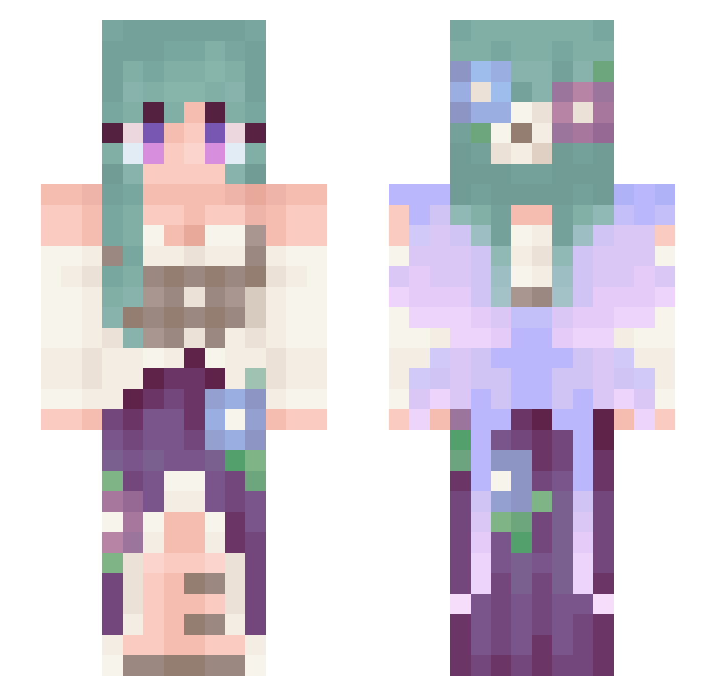 feyuui Minecraft skin, front and back view