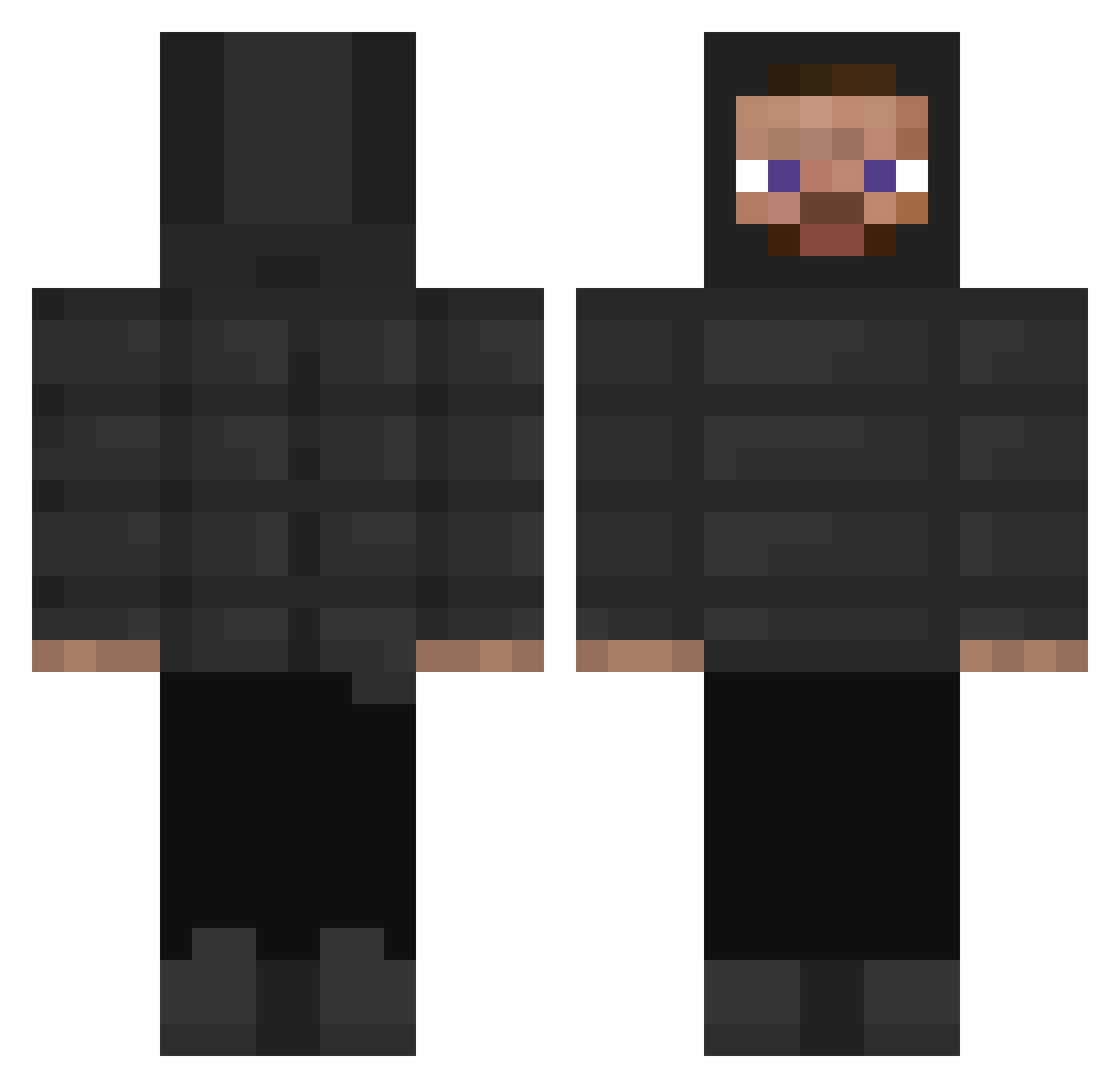 PzZZang Minecraft skin, front and back view