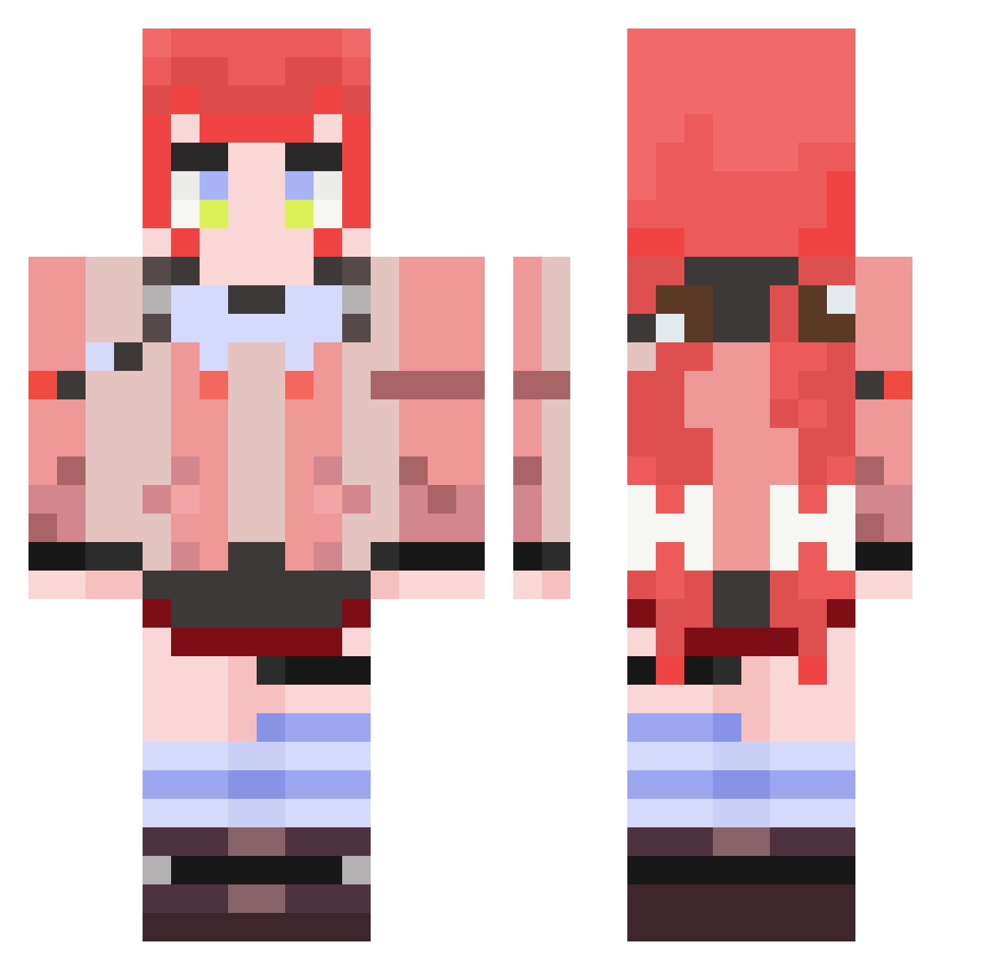 SteveBloo Minecraft skin, front and back view