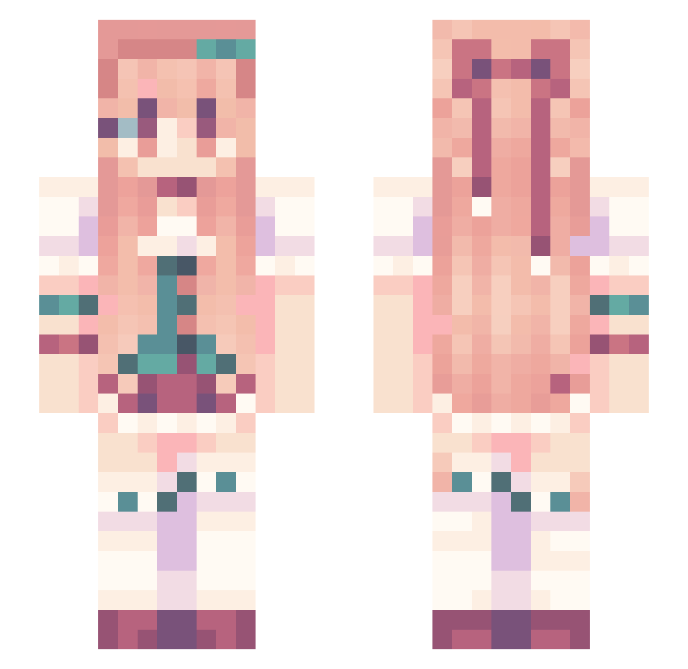yuhuamian Minecraft skin, front and back view