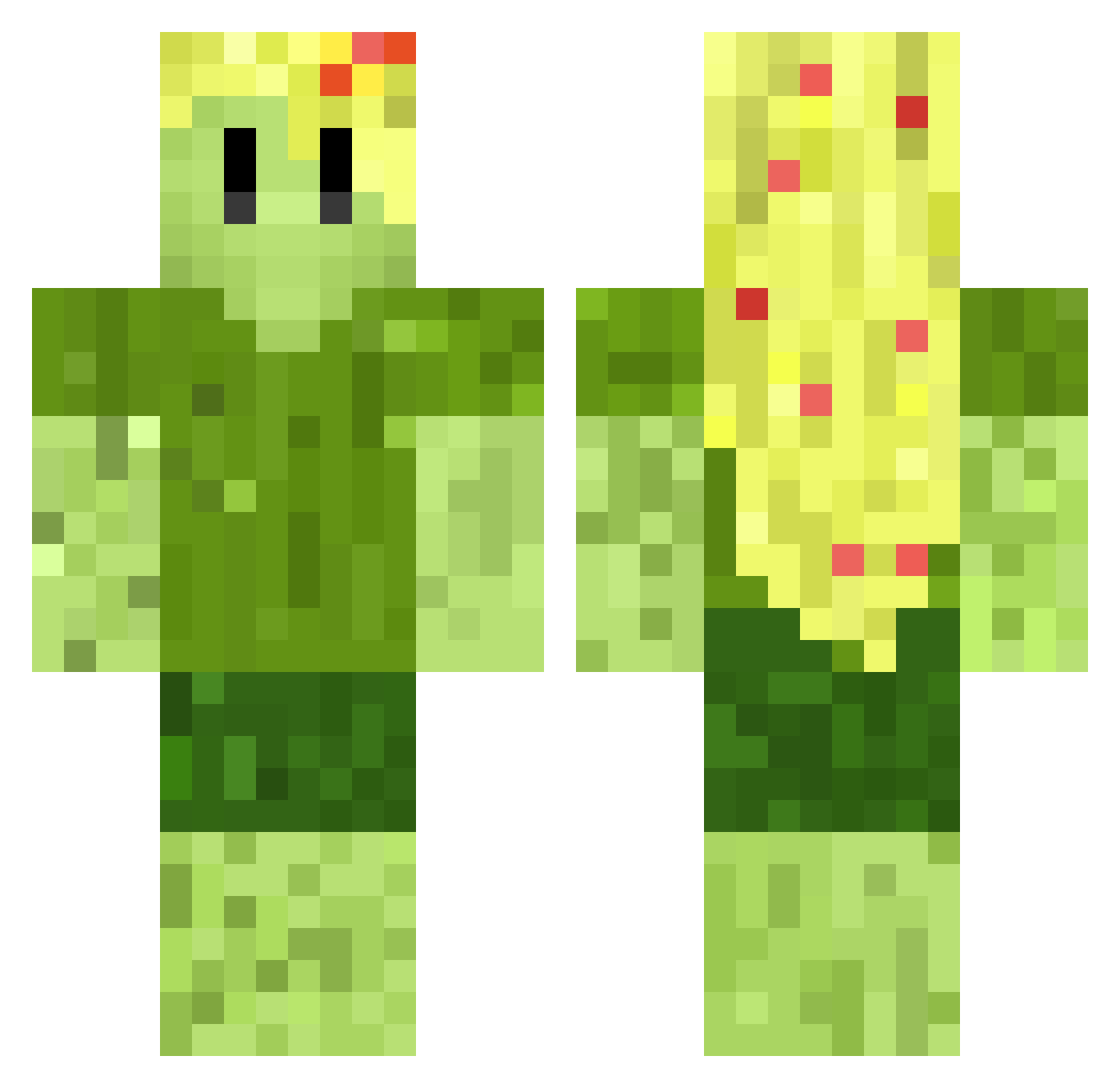 BlazingCheetoZ Minecraft skin, front and back view