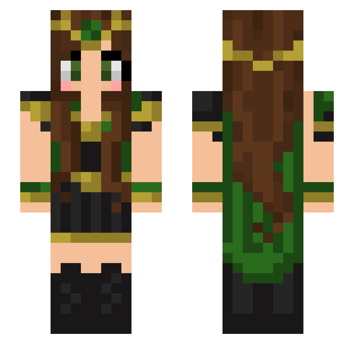 entify Minecraft skin, front and back view