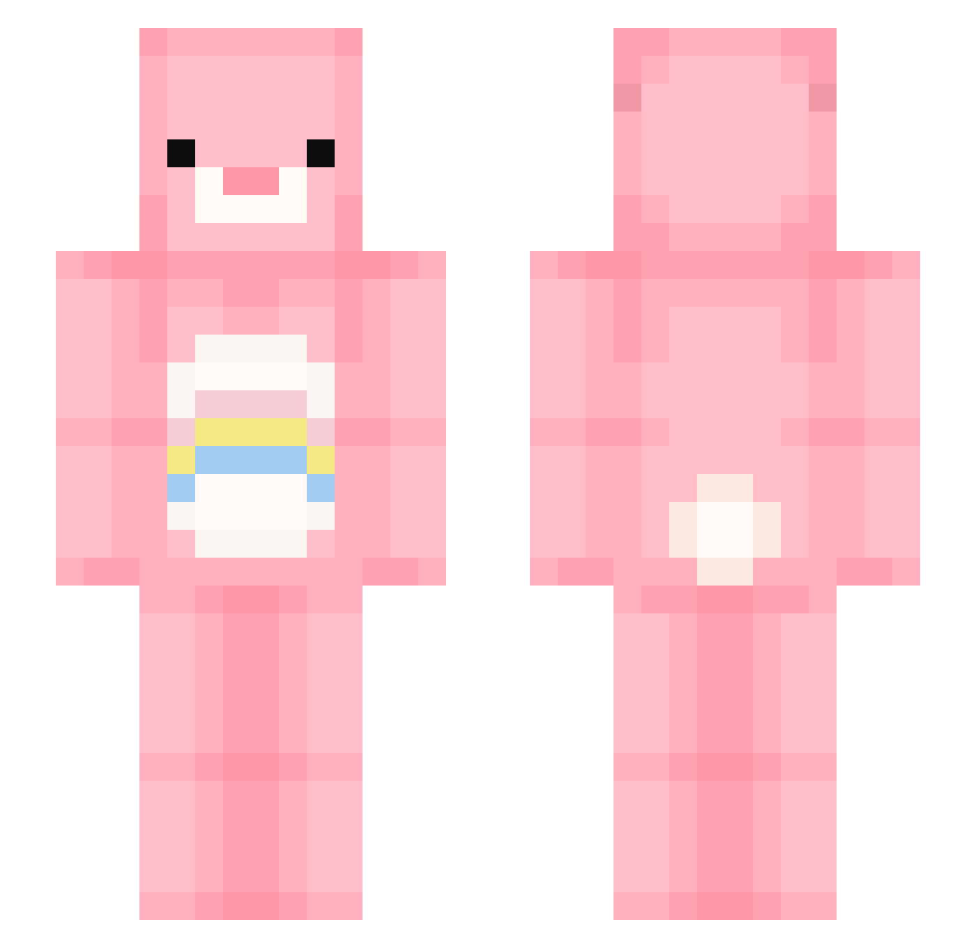 Saltness Minecraft skin, front and back view