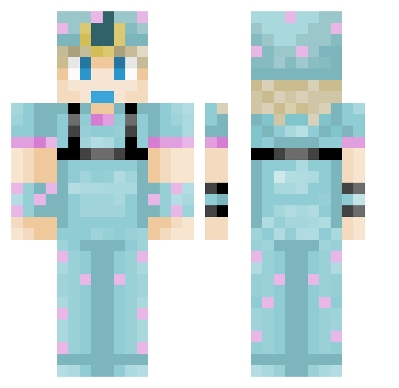 Charmless_Maam Minecraft skin, front and back view