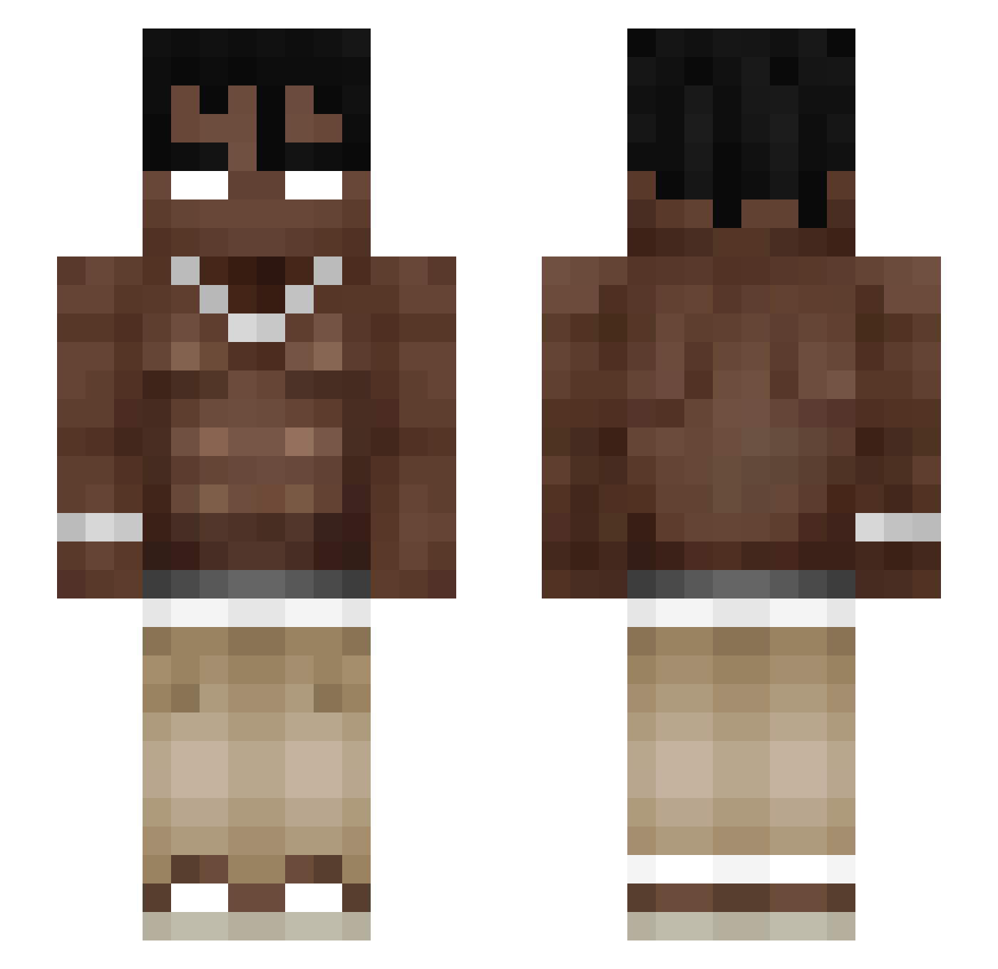 Nipyoa Minecraft skin, front and back view