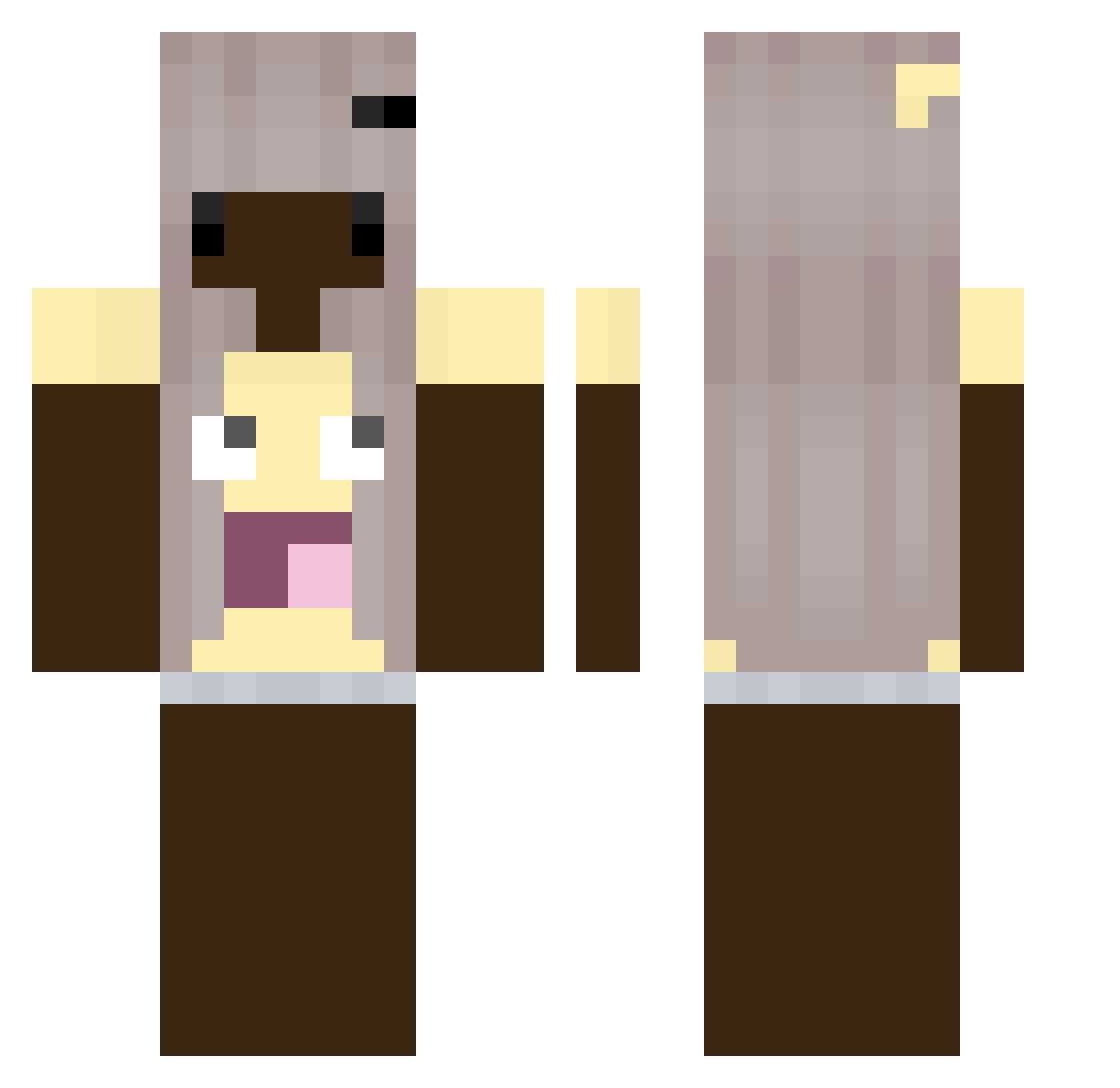RedaToasts Minecraft skin, front and back view