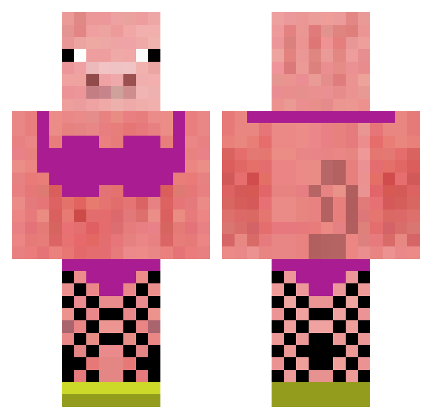 ohTig Minecraft skin, front and back view