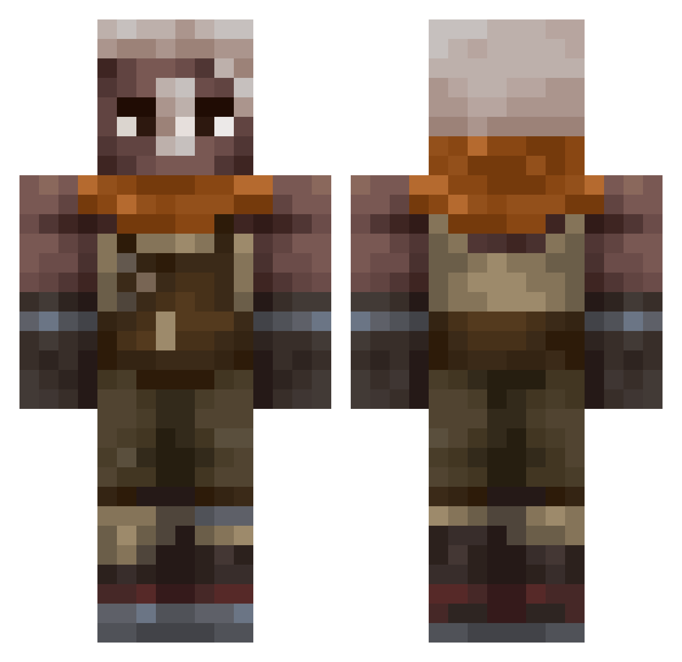 JotaJoestar Minecraft skin, front and back view